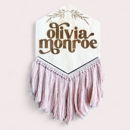 Wooden Macrame Name Sign