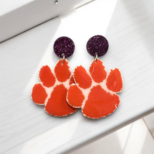 Clemson Paw Earrings