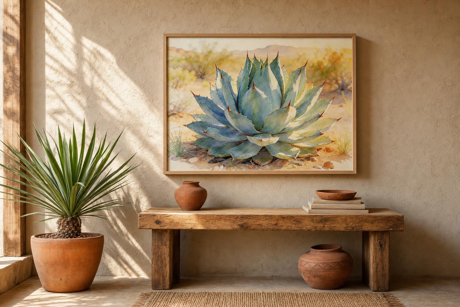 Blue Agave in Desert Air framed room mockup 2