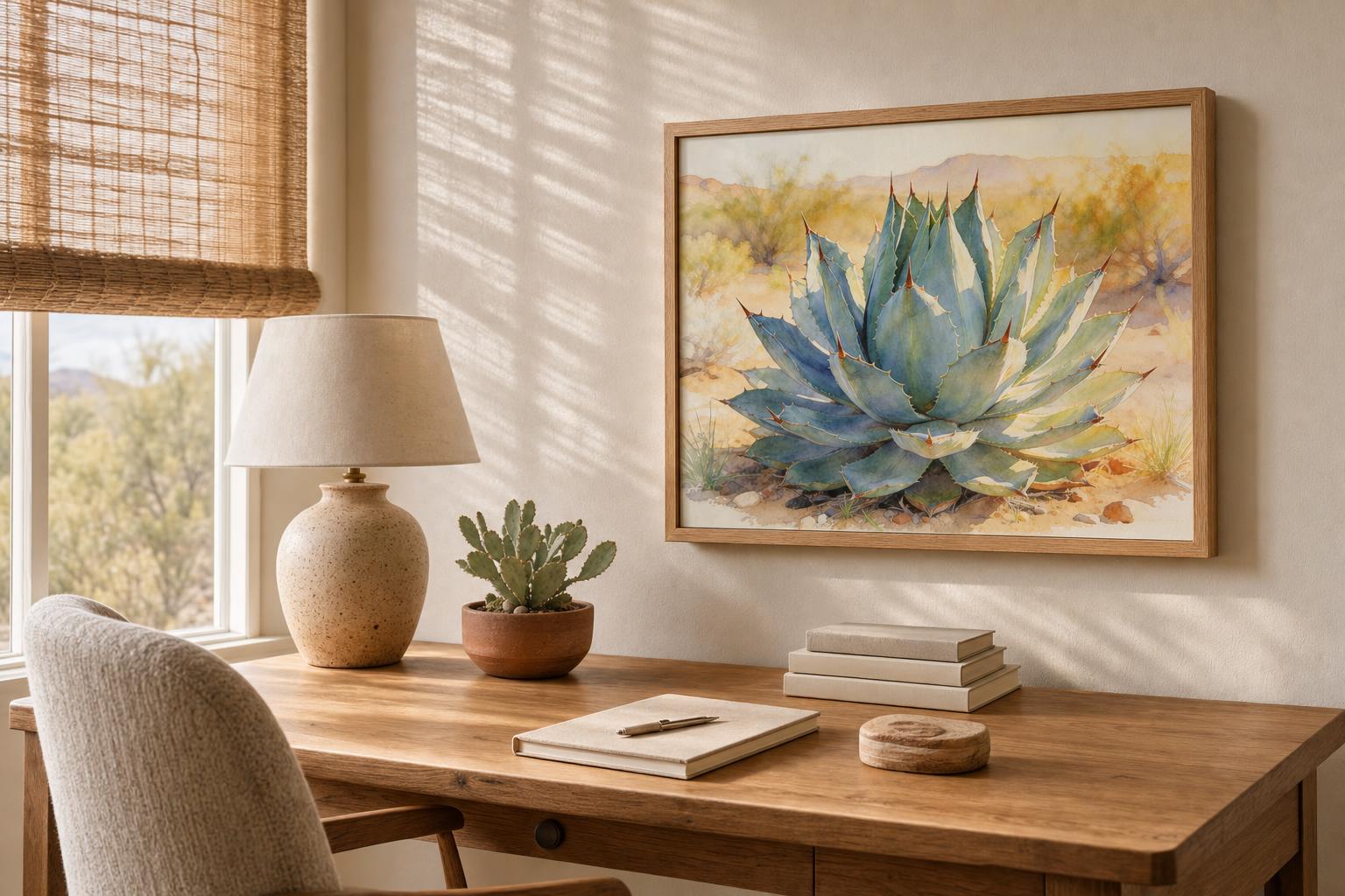 Blue Agave in Desert Air framed room mockup 3