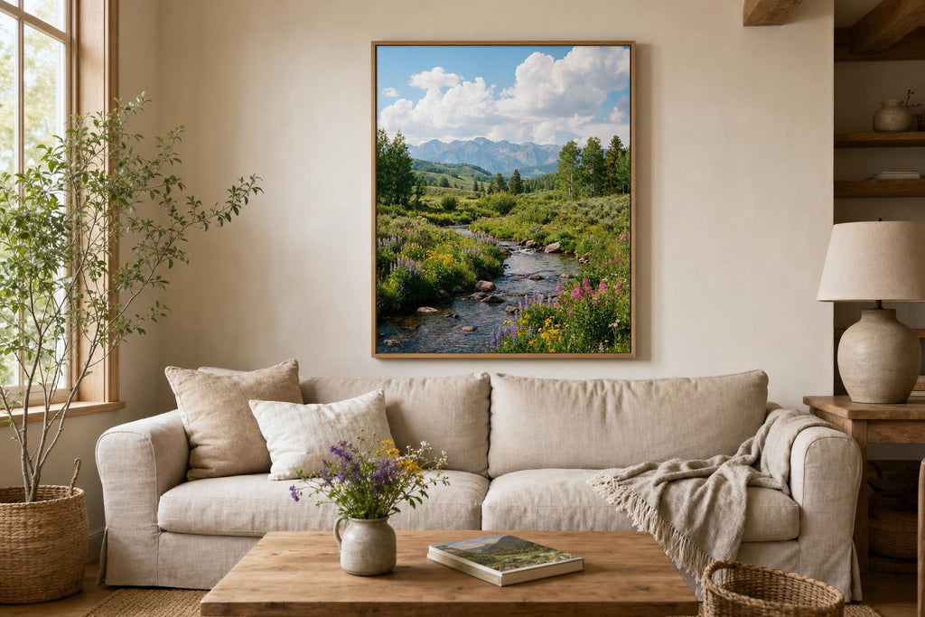 Creeksong in June II framed room mockup 1