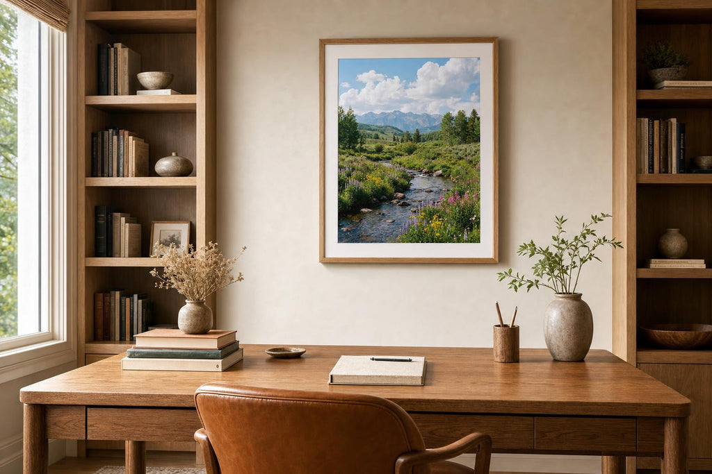 Creeksong in June II framed room mockup 2