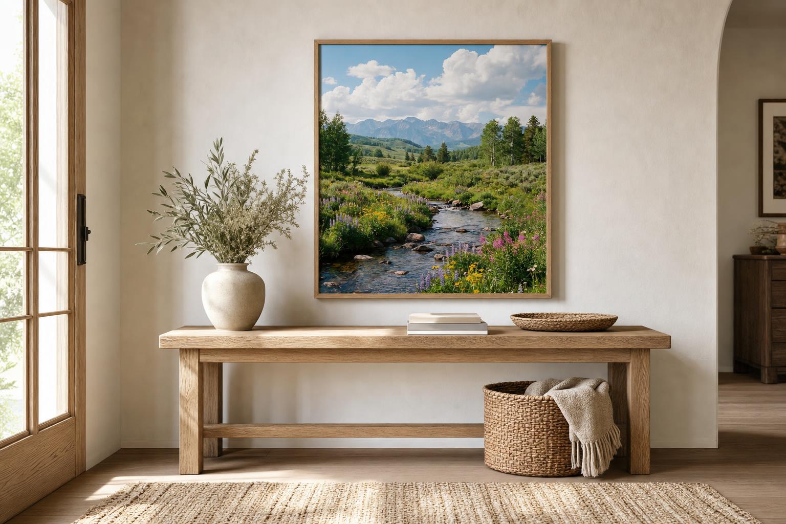 Creeksong in June II framed room mockup 3