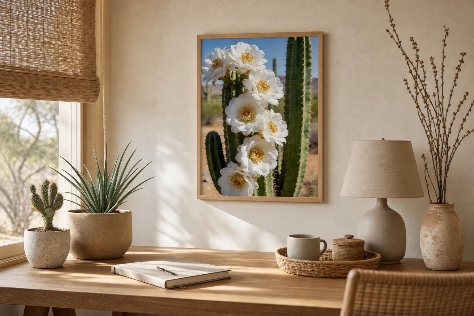 Desert Bloom at First Light framed room mockup 3