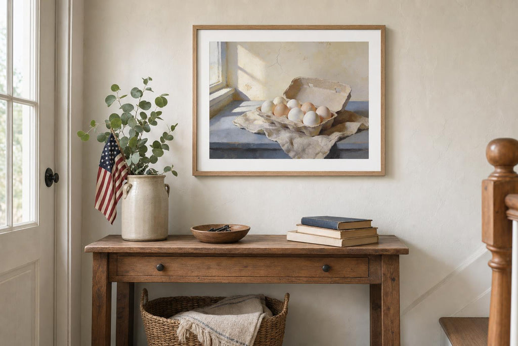 Farmhouse Eggs framed room mockup 1