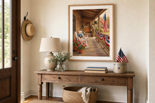Flags on the Cabin Porch framed room mockup 1
