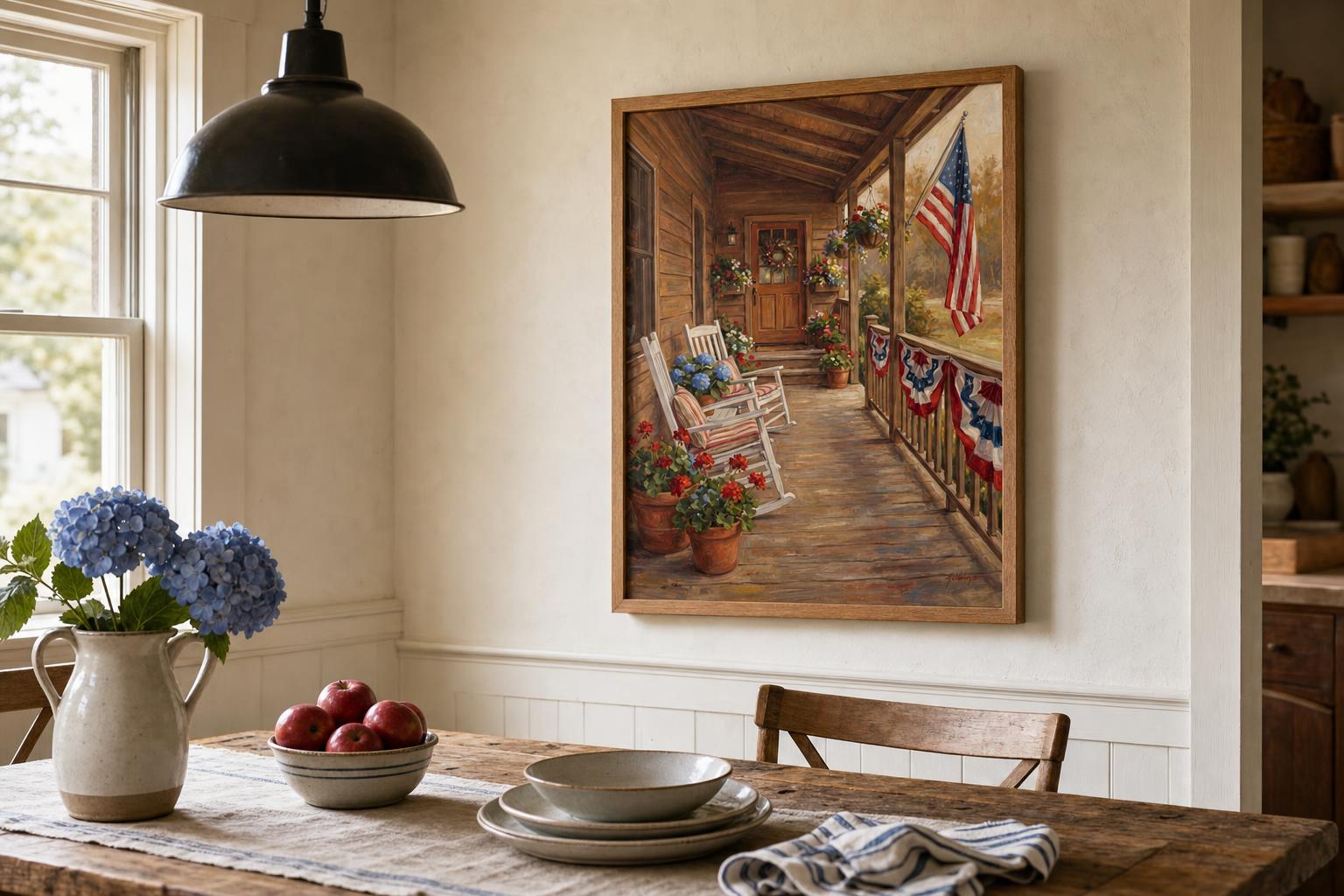 Flags on the Cabin Porch framed room mockup 2