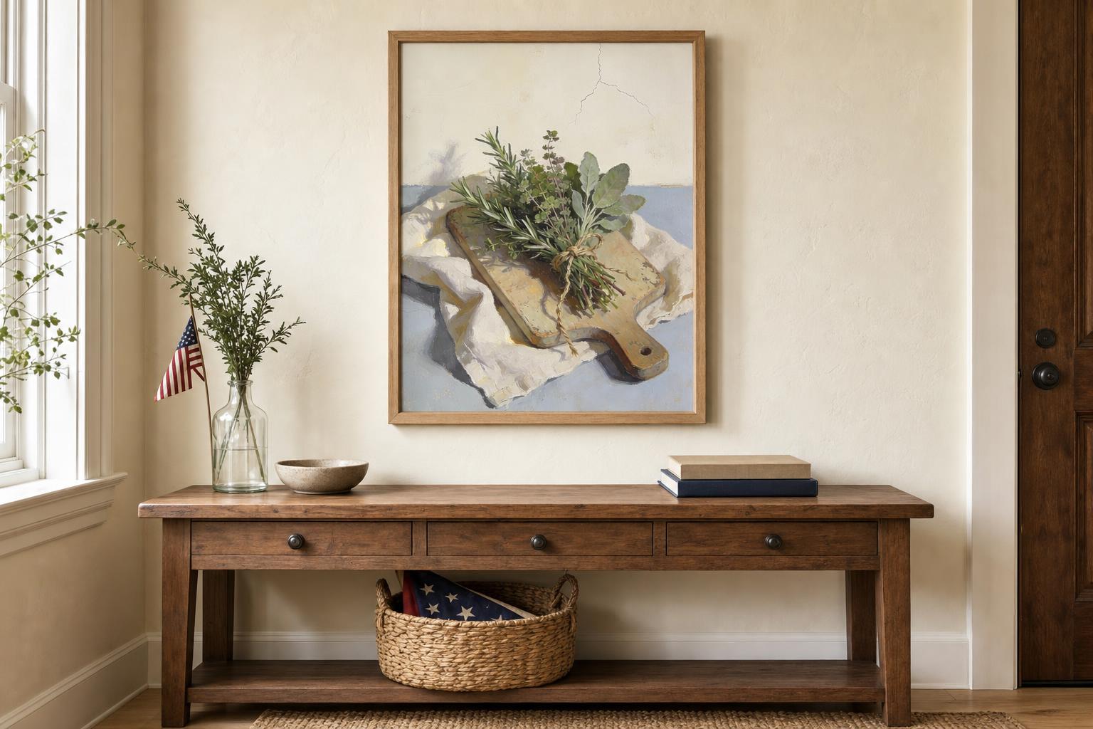Gathered Herbs framed room mockup 1