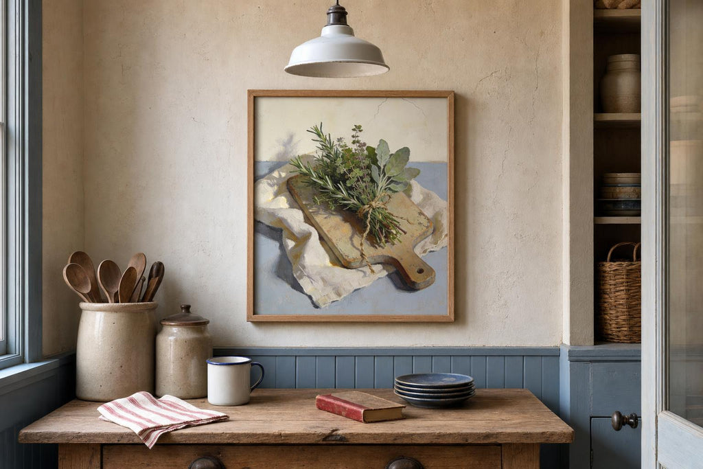 Gathered Herbs framed room mockup 2
