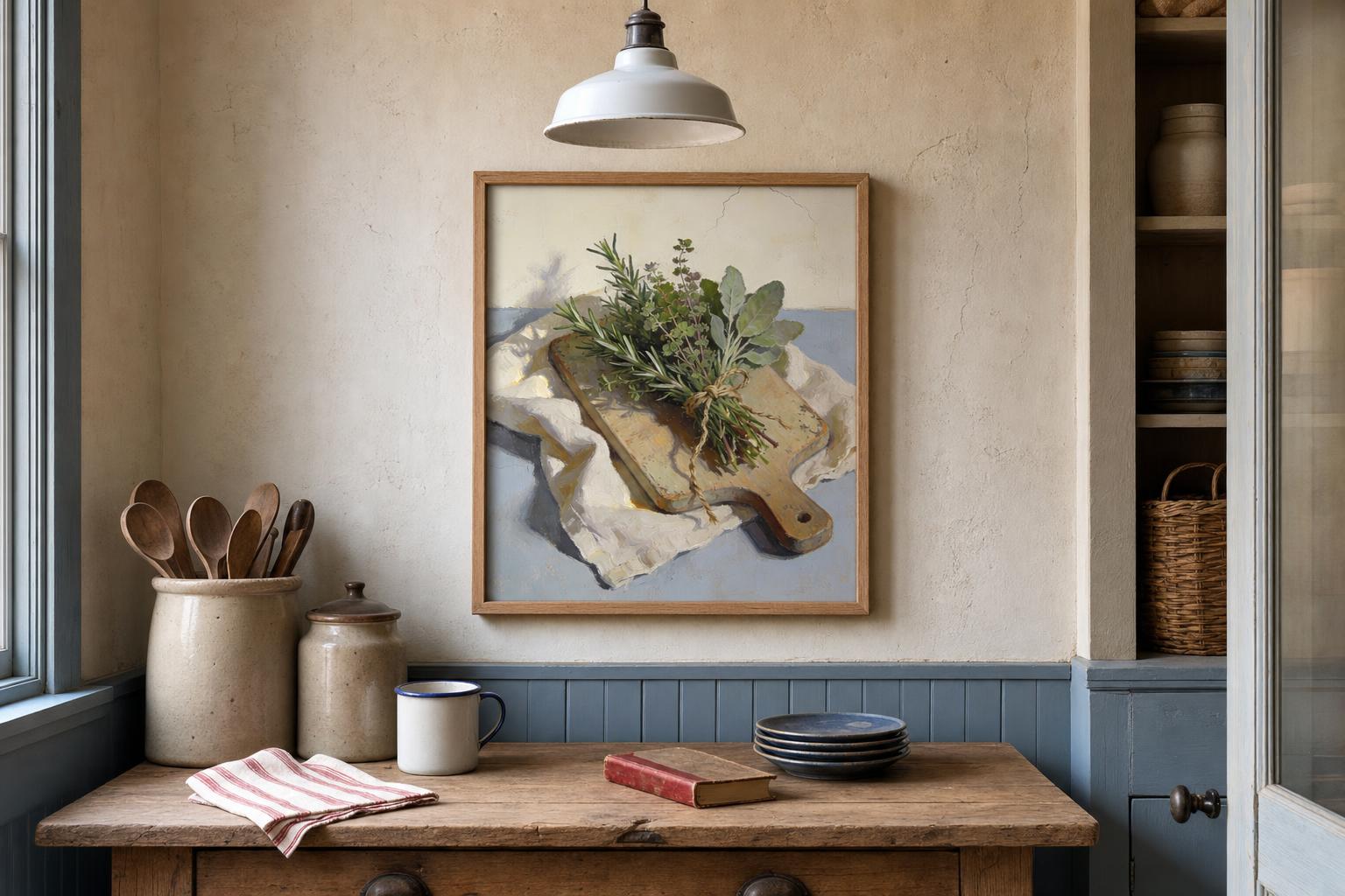 Gathered Herbs framed room mockup 2
