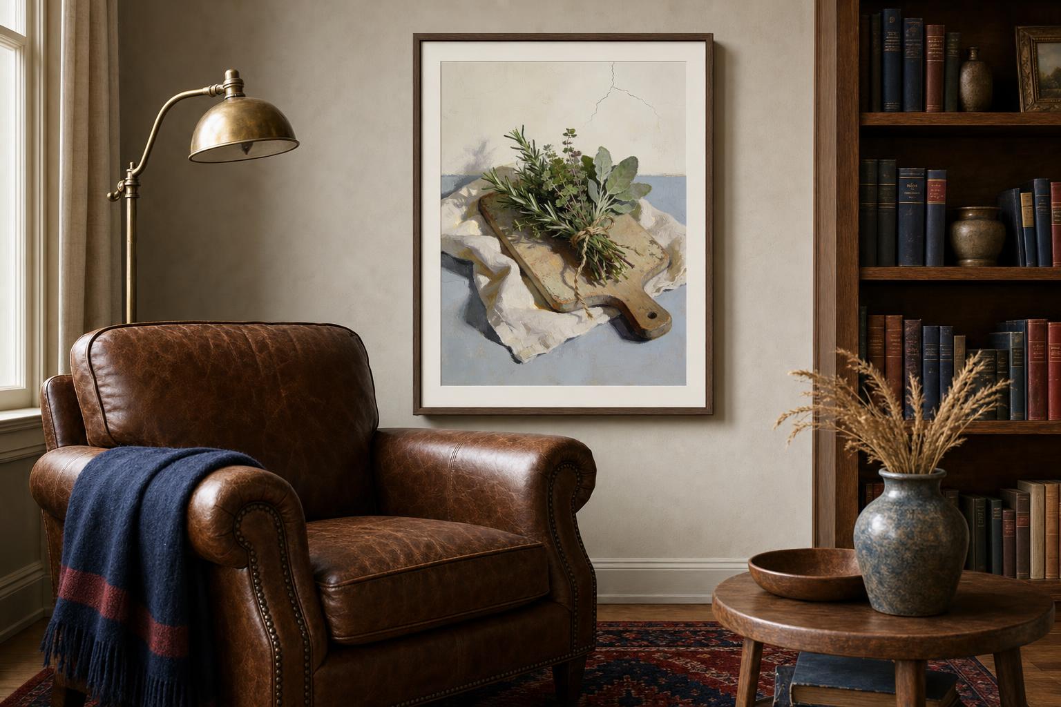Gathered Herbs framed room mockup 3