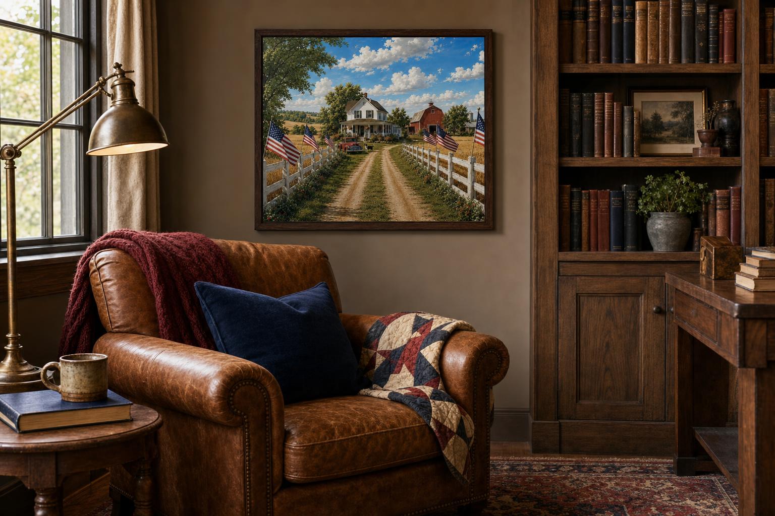 July Over the Farmstead framed room mockup 3
