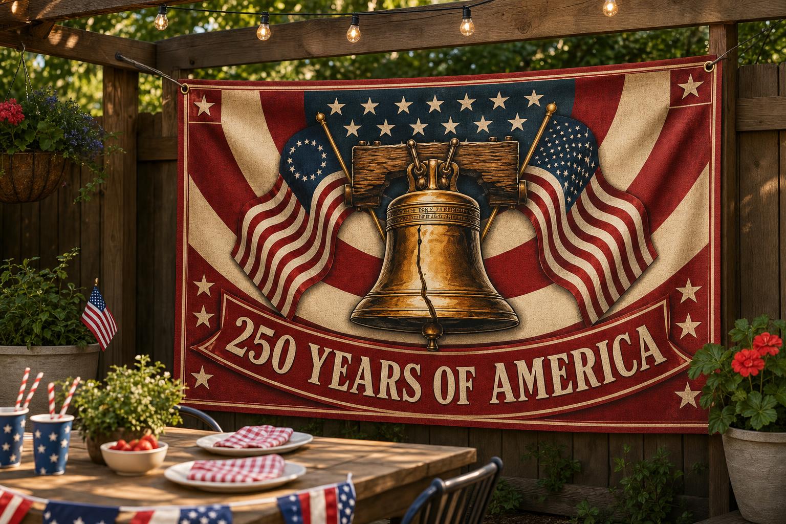 Liberty Bell: 250 Years of America Banner framed room mockup 2