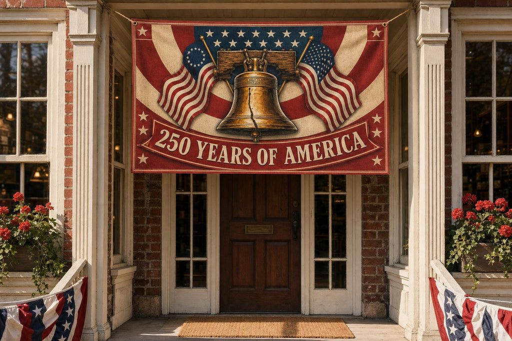 Liberty Bell: 250 Years of America Banner framed room mockup 3