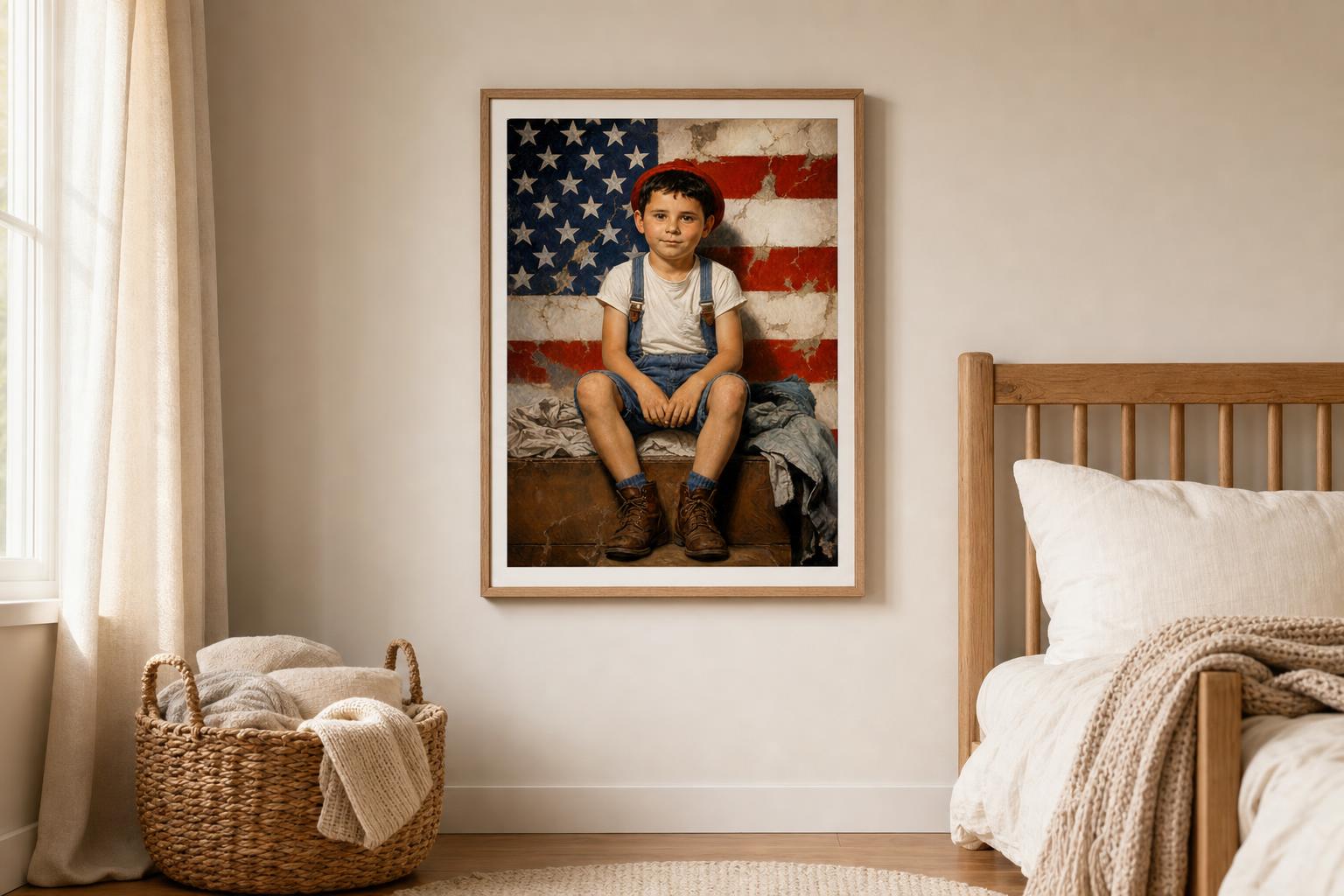 Little Patriot on the Trunk framed room mockup 1