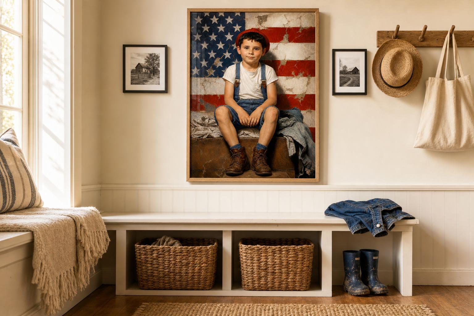 Little Patriot on the Trunk framed room mockup 3