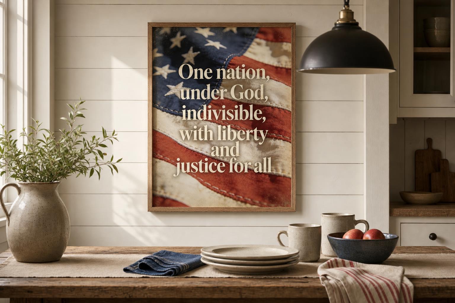 One Nation, Held in Faith framed room mockup 2