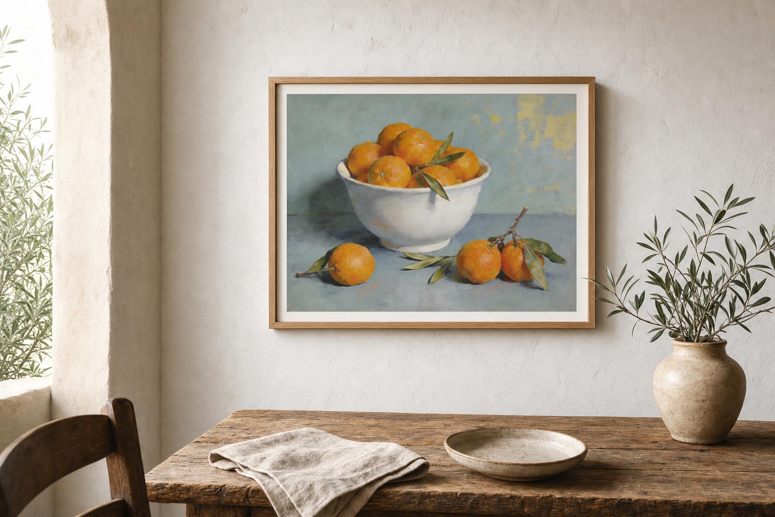 Sunlit Oranges framed room mockup 1