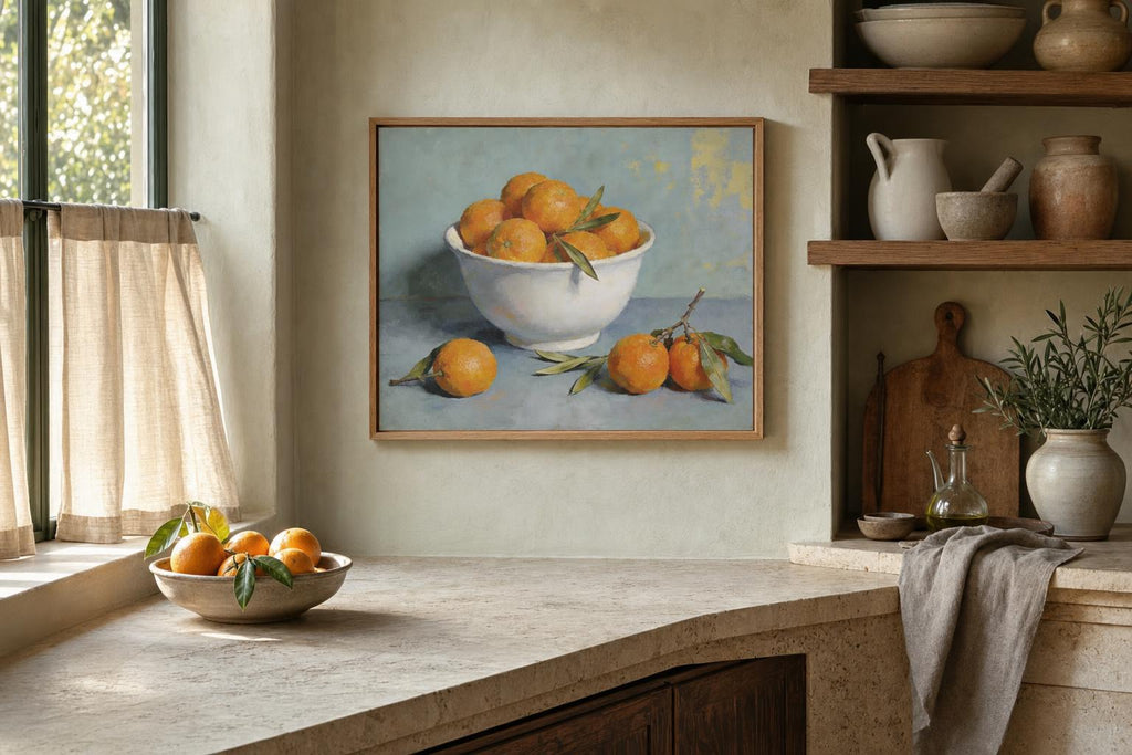 Sunlit Oranges framed room mockup 2
