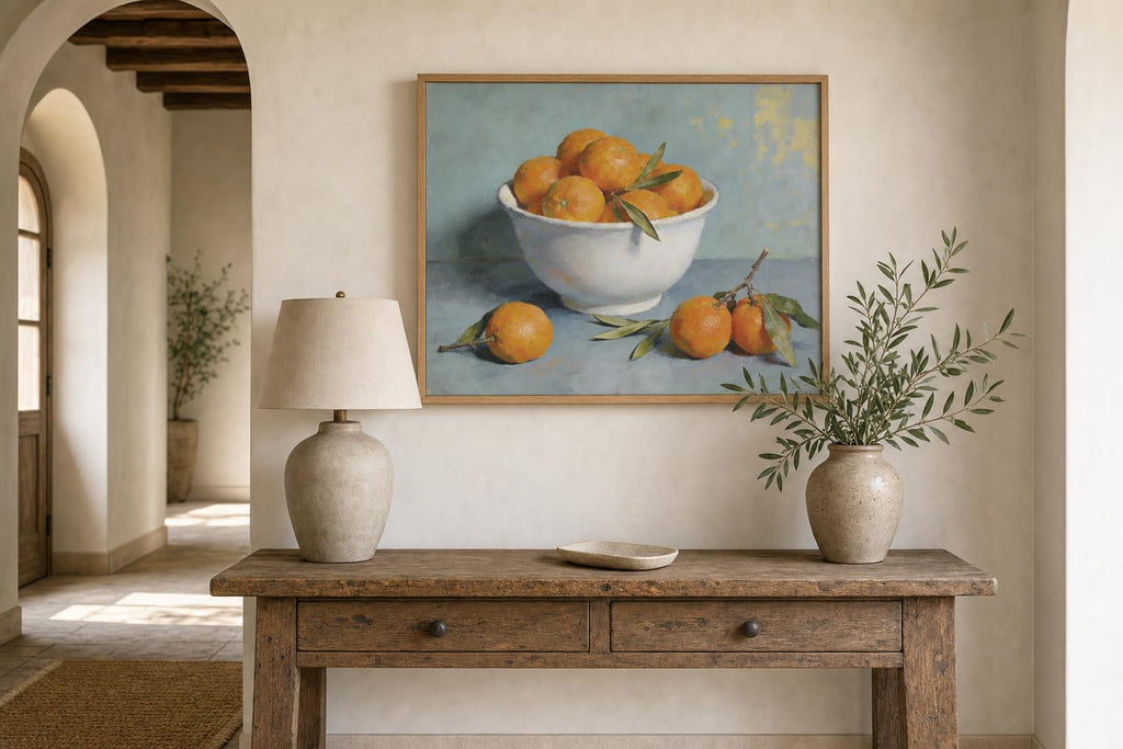 Sunlit Oranges framed room mockup 3