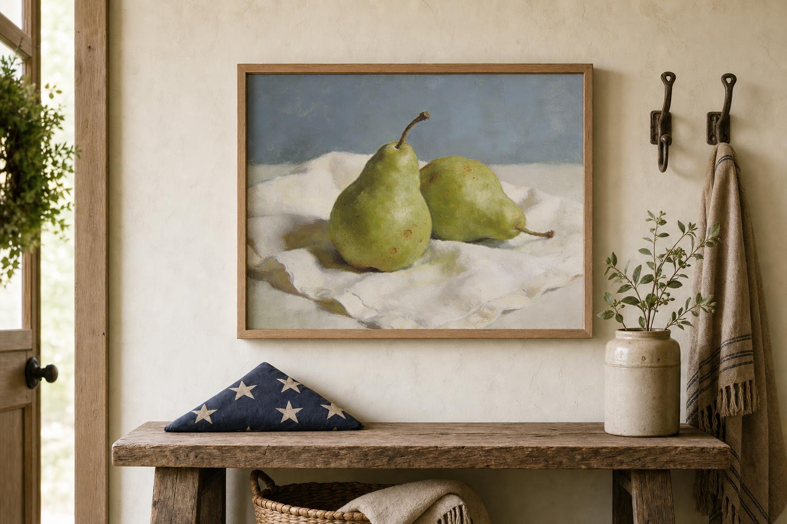 Linen Pears framed room mockup 2