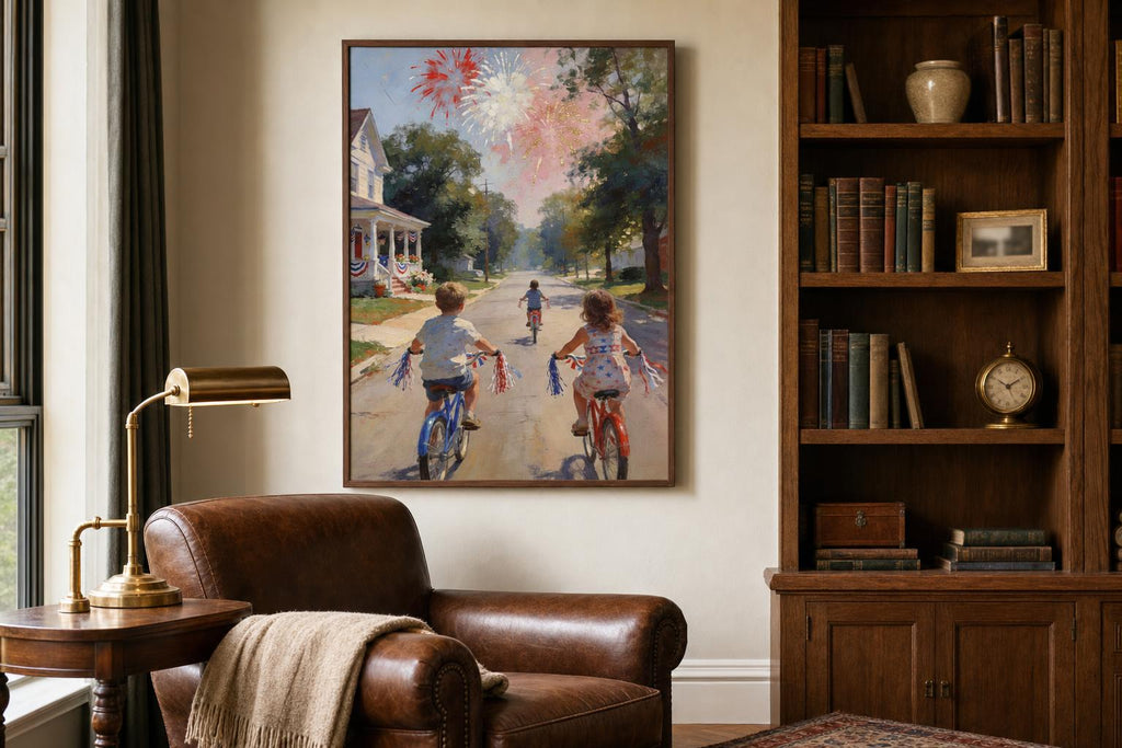 Pedals Beneath the Fireworks framed room mockup 2