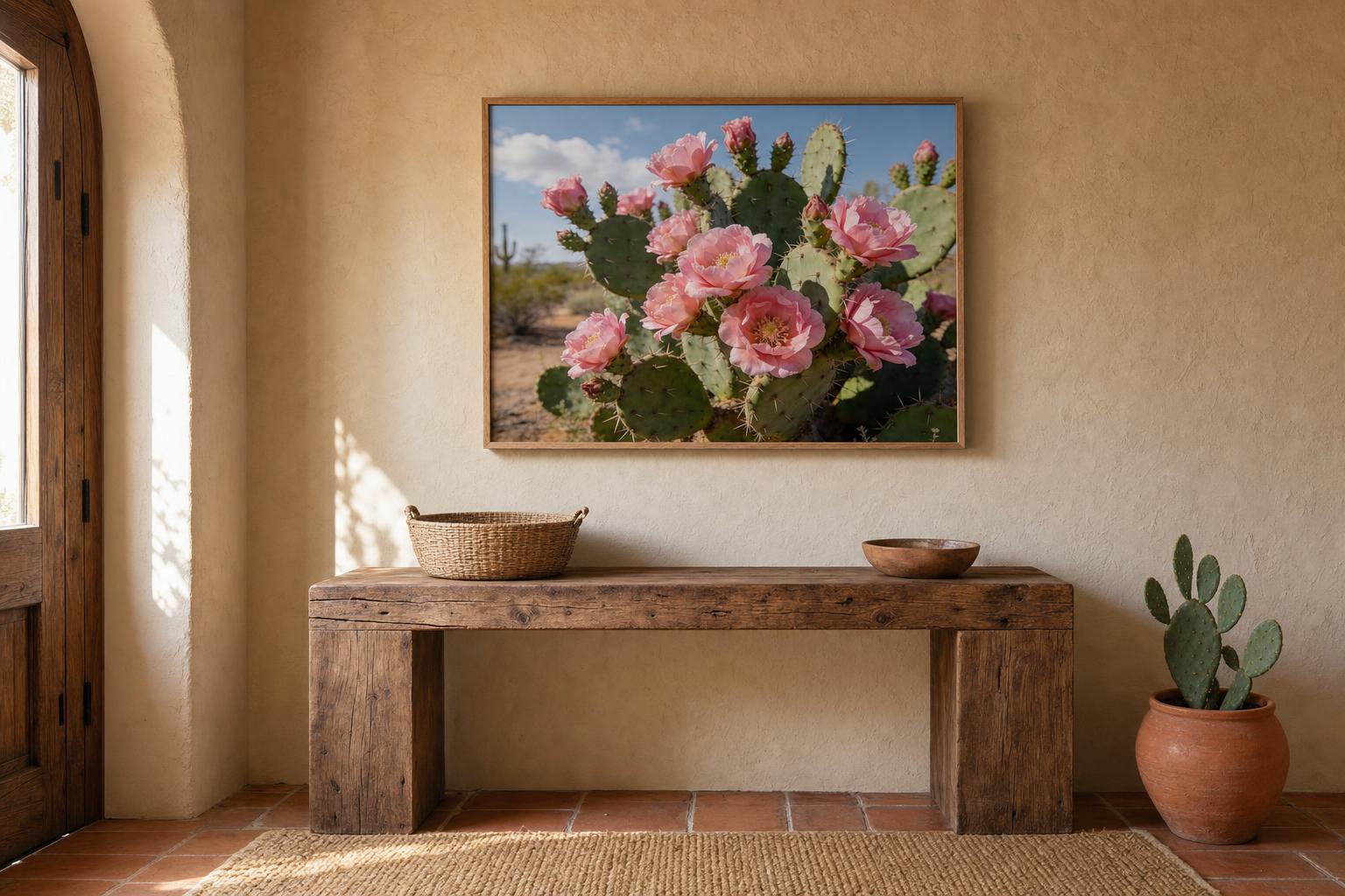 Prickly Pear in Bloom framed room mockup 2