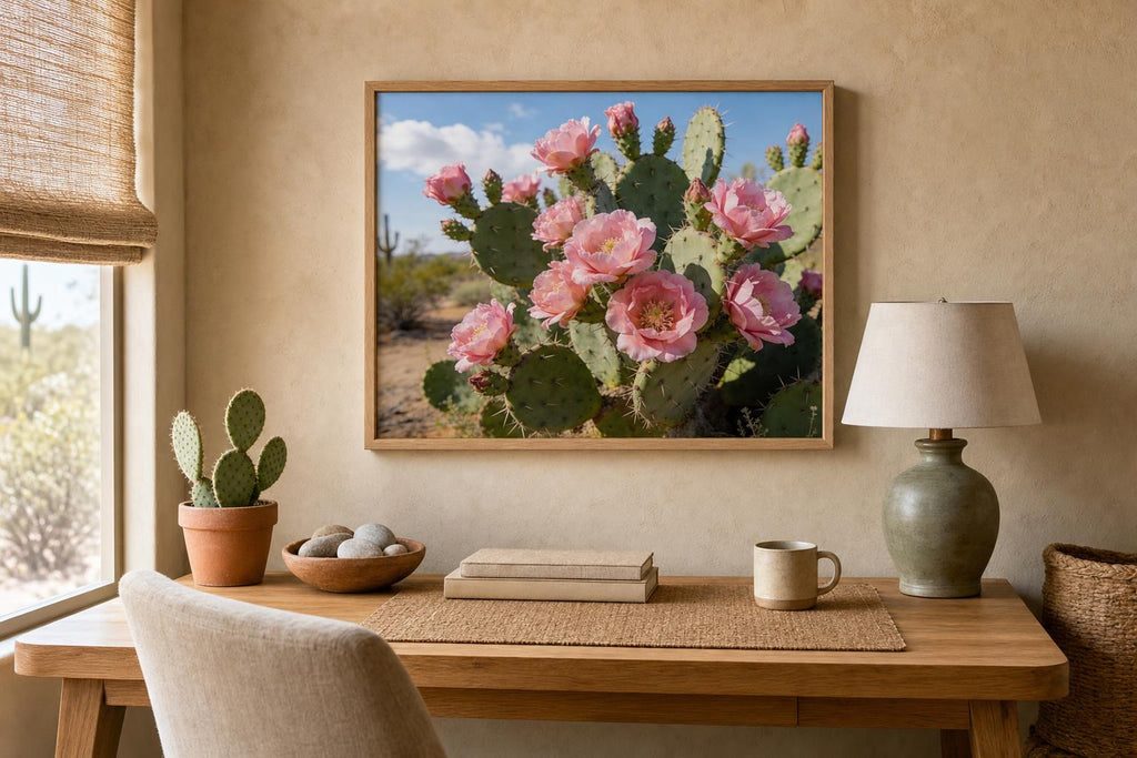 Prickly Pear in Bloom framed room mockup 3