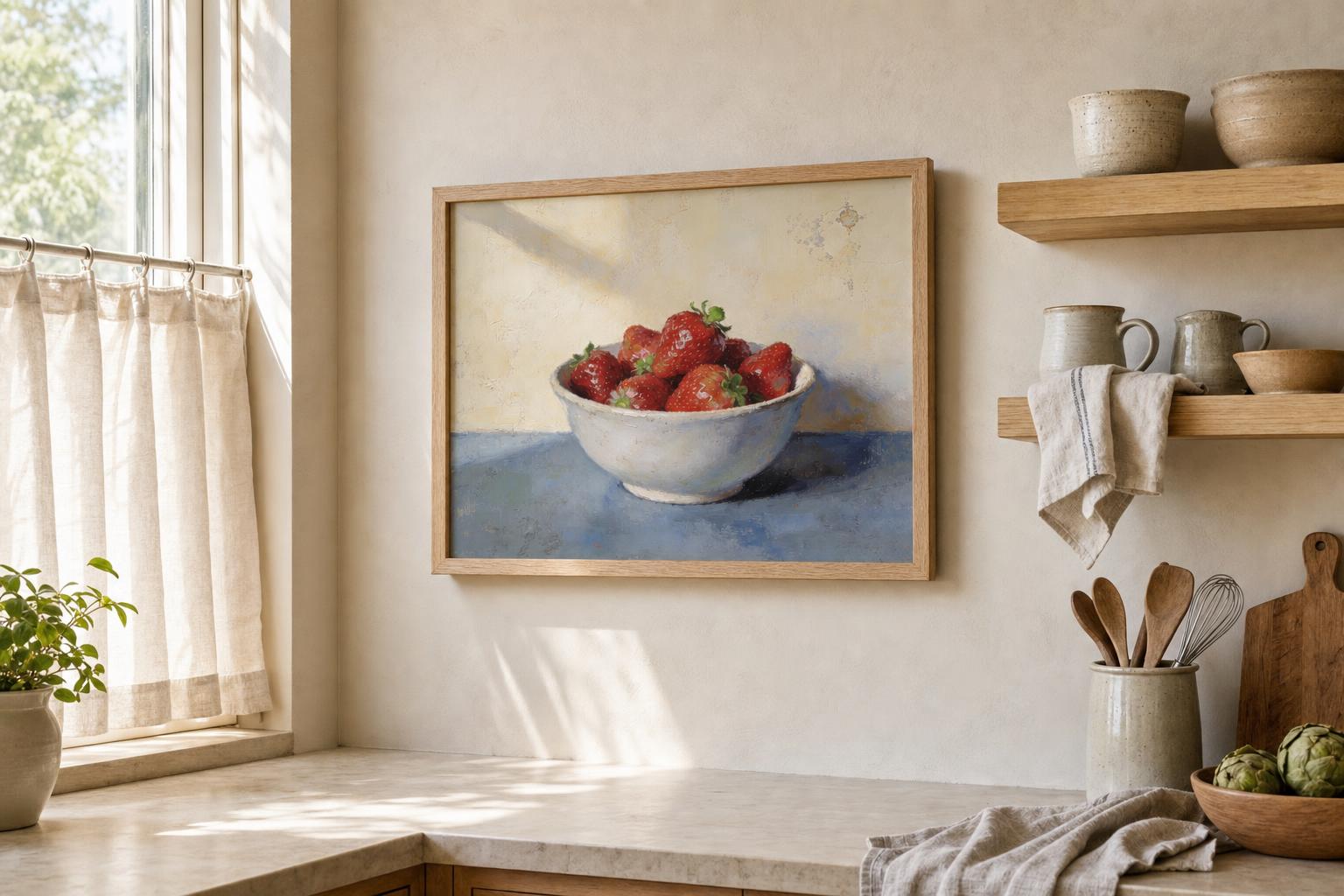 Sweet Strawberries framed room mockup 1