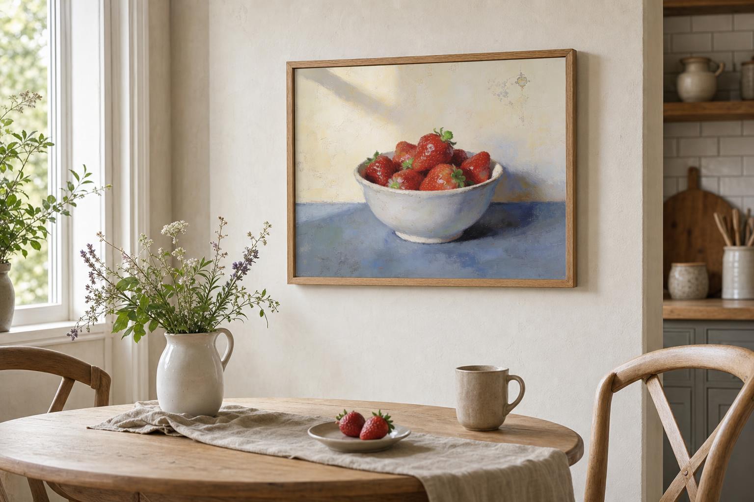 Sweet Strawberries framed room mockup 2