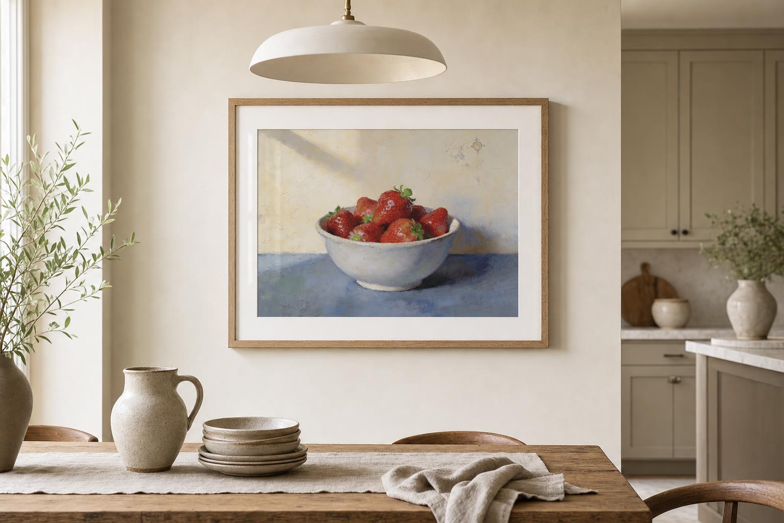 Sweet Strawberries framed room mockup 3