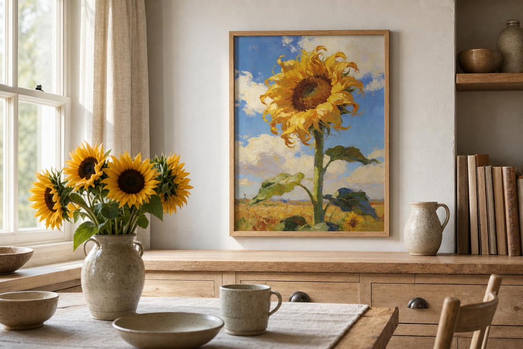 Sun-Washed Petals II framed room mockup 1