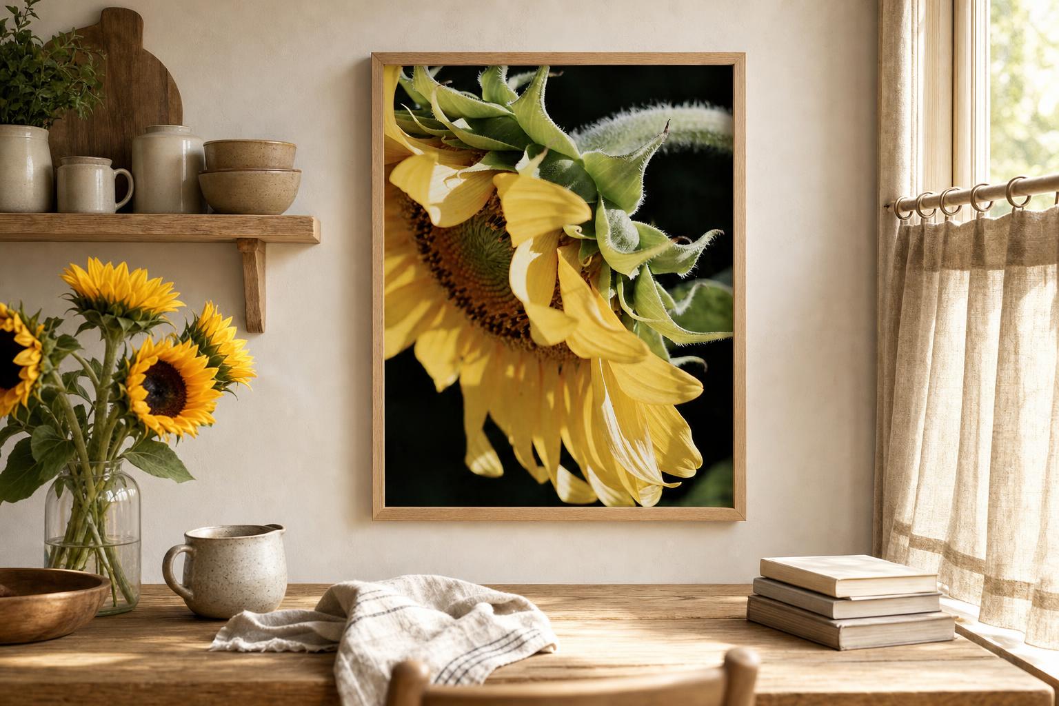 Sun-Washed Petals IV framed room mockup 1