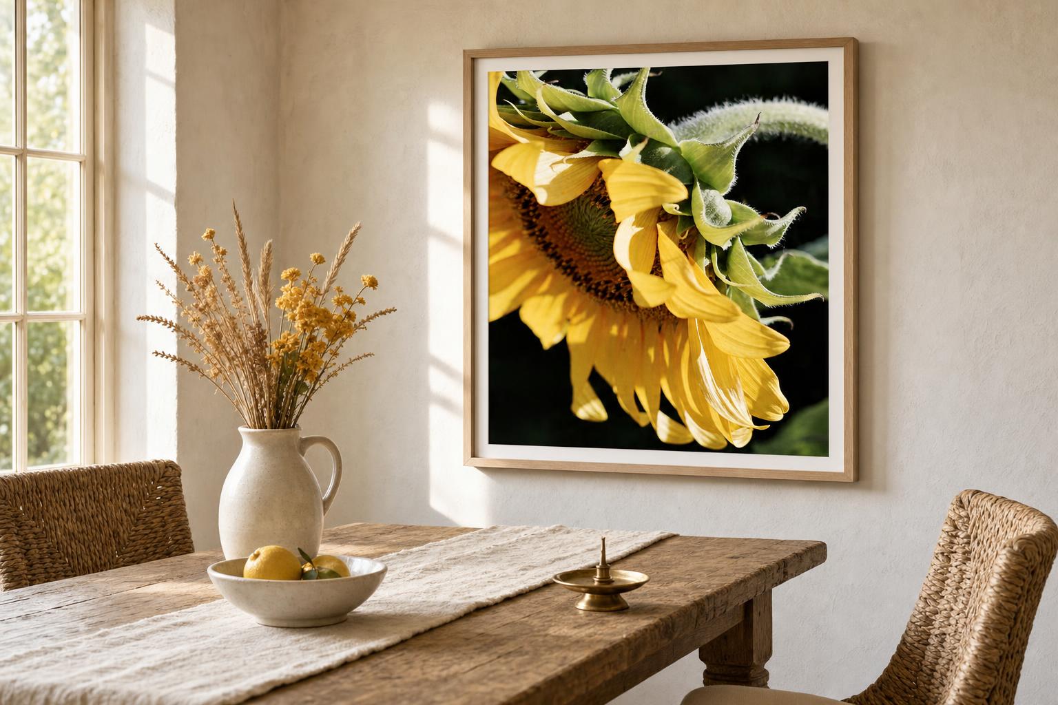Sun-Washed Petals IV framed room mockup 2