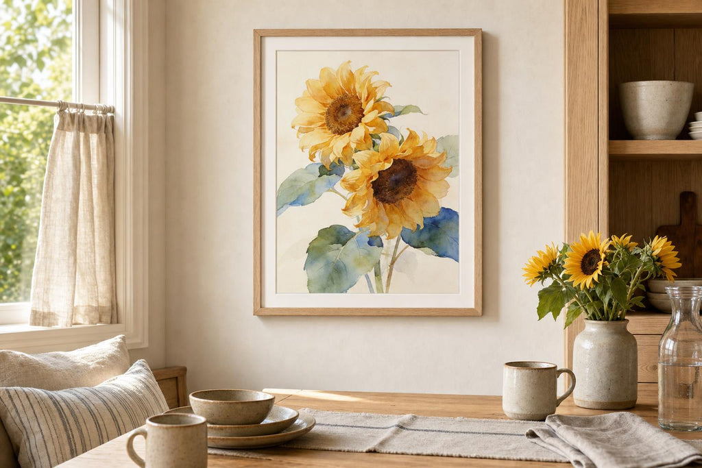 Sun-Washed Petals VI framed room mockup 1