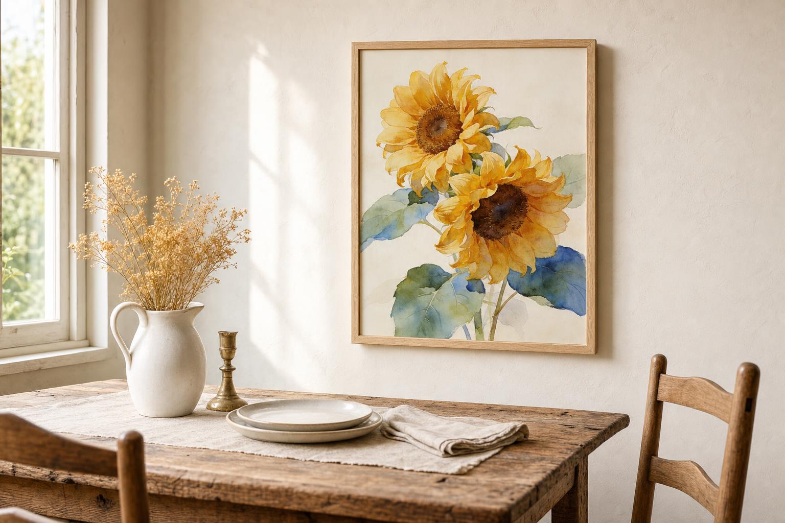 Sun-Washed Petals VI framed room mockup 2