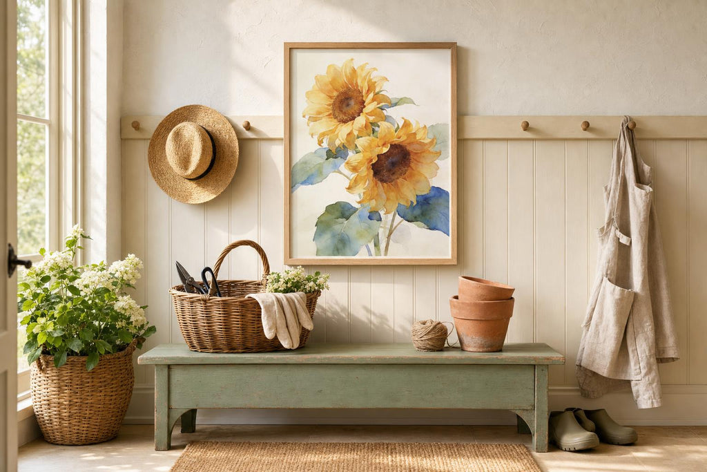 Sun-Washed Petals VI framed room mockup 3