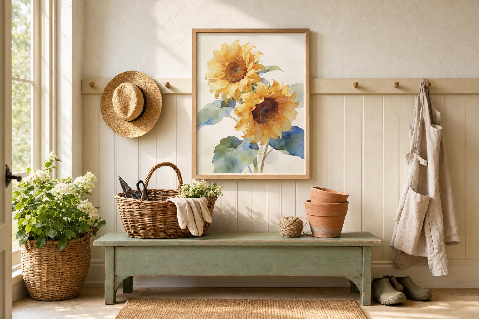Sun-Washed Petals VI framed room mockup 3