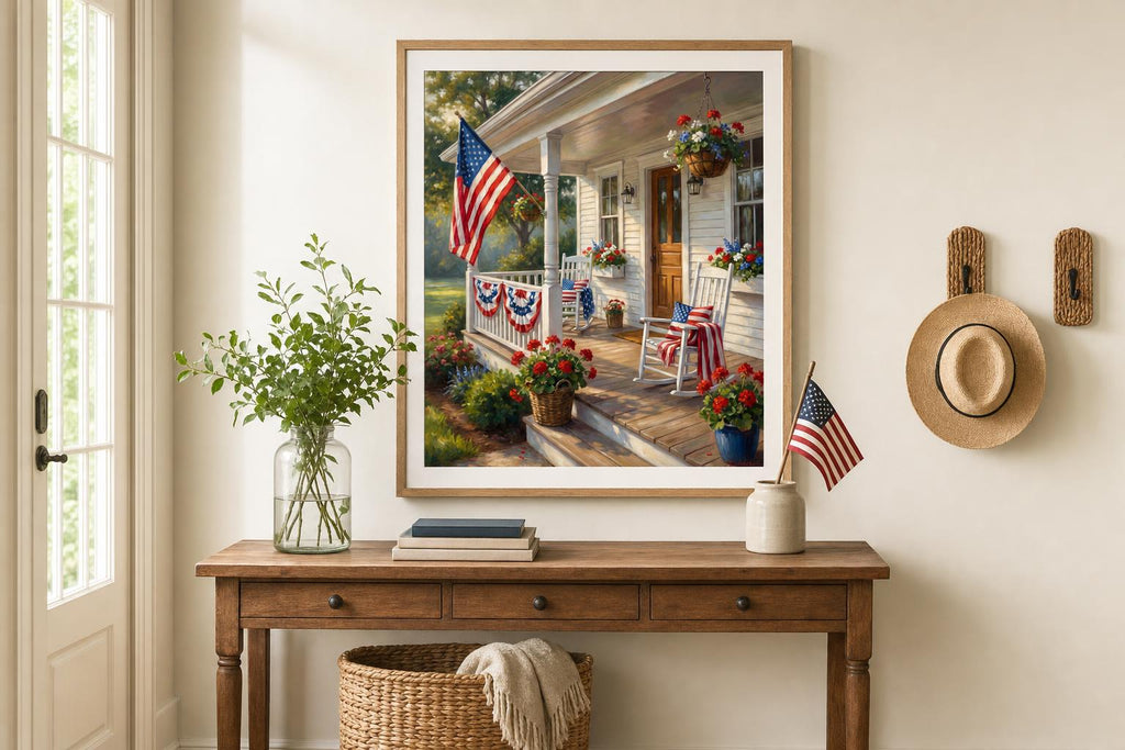 The Porch Was Ready for July II framed room mockup 1