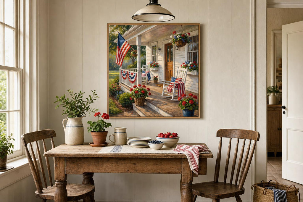The Porch Was Ready for July II framed room mockup 2