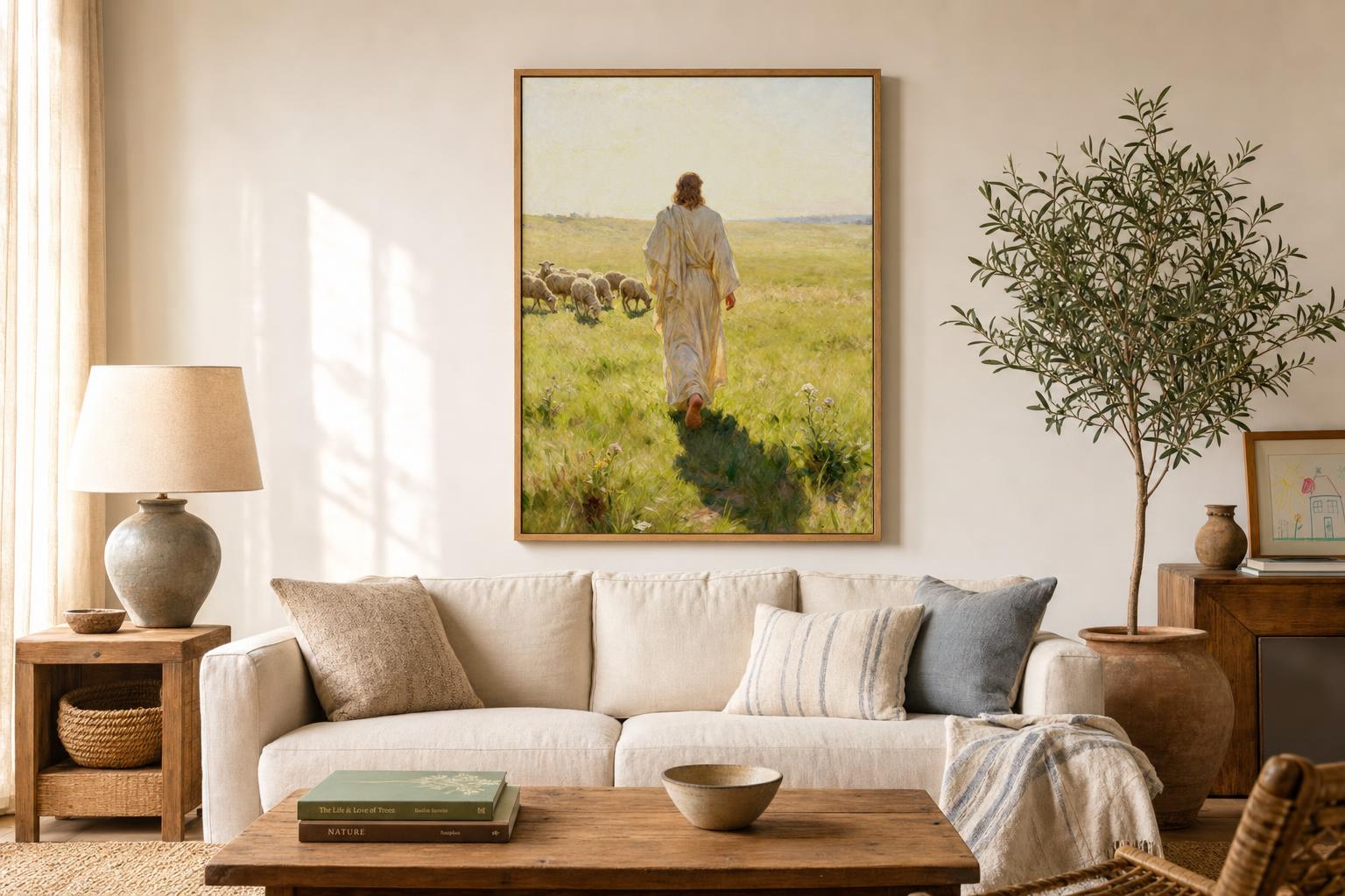 The Shepherd Who Knows Us framed room mockup 2