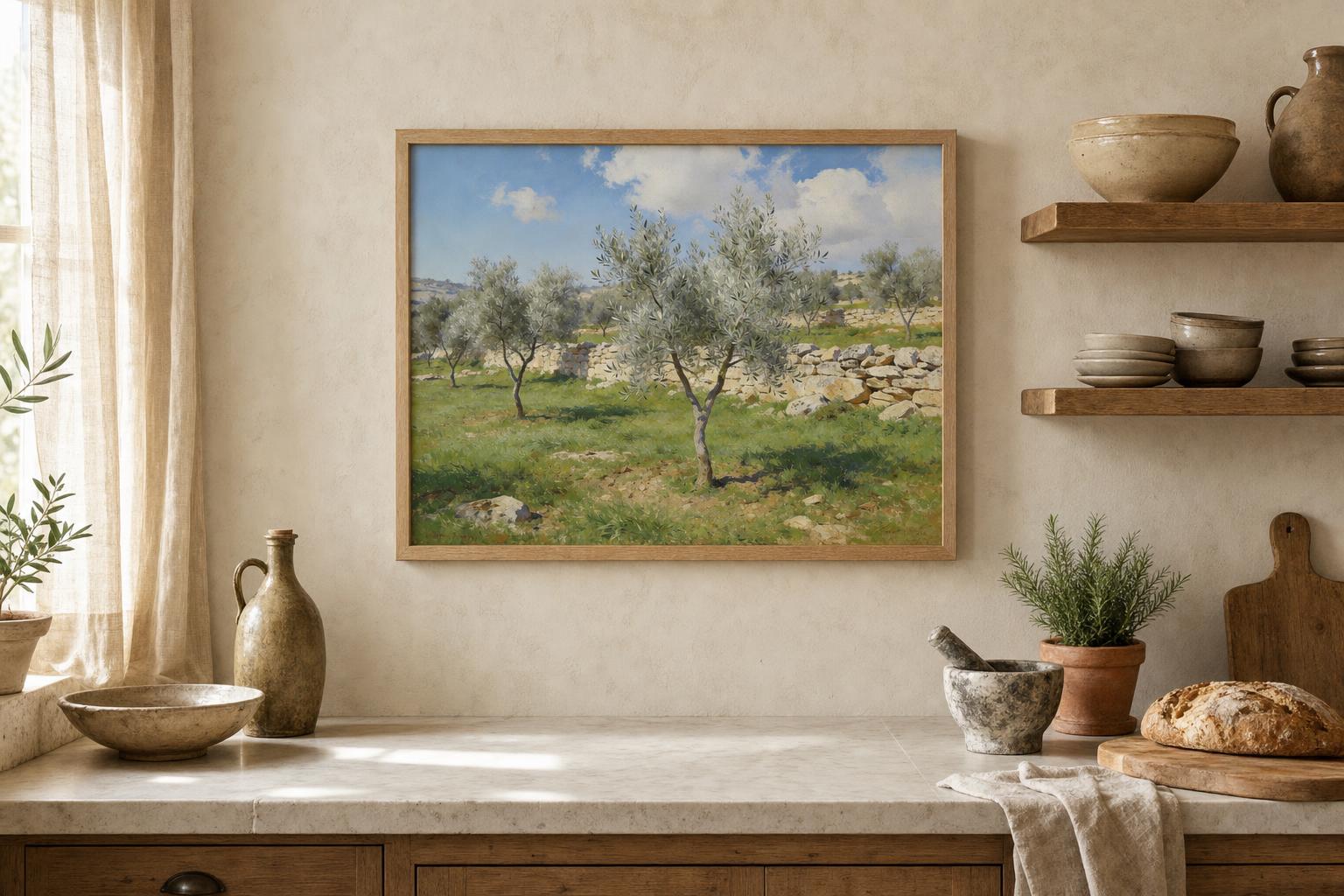 Where the Olive Trees Remember framed room mockup 2